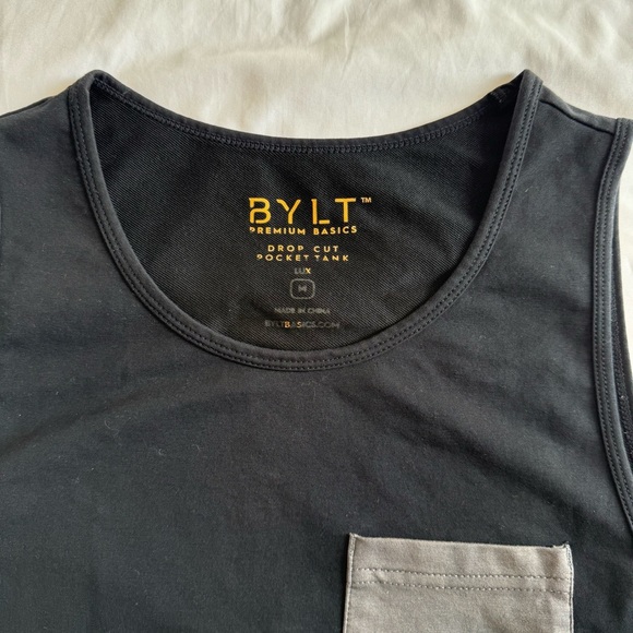 BYLT Men’s Premium Basics Lux Drop Cut Pocket Tank Top  Athleisure Gym Active M - Picture 3 of 5